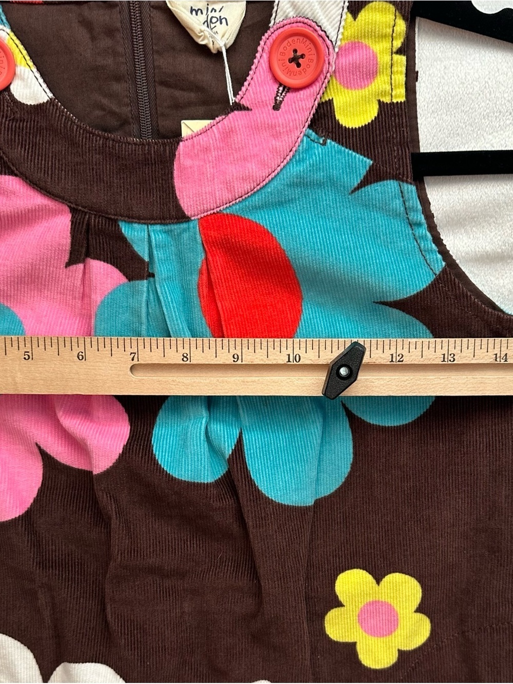MINI BODEN Colorful Retro Daisy Corduroy Pinafore Jumper Dress Girls 7/8 NWT - Picture 4 of 7